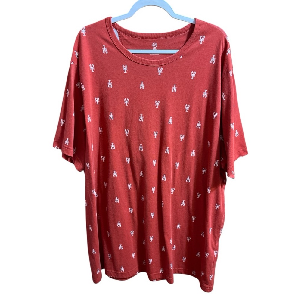 HB Harbor Bay Mens Lobster All Over Print T-Shirt Short Sleeve Red Size 3X Boho